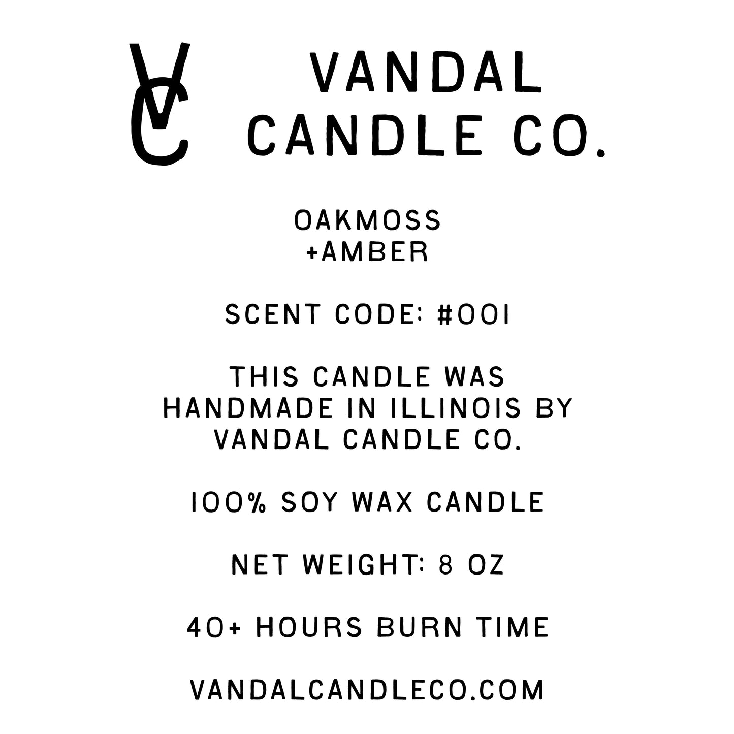 Oakmoss+Amber | Soy Wax Candle | 8 oz