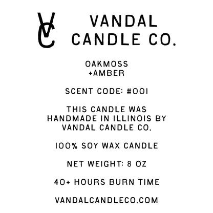 Oakmoss+Amber | Soy Wax Candle | 8 oz